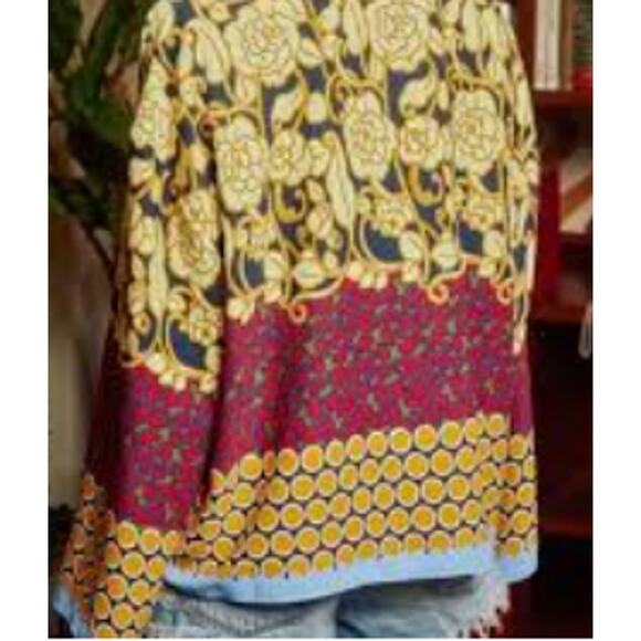 Bucket List Colorful Floral Long Sleeve Oversized Blouse sz L - Picture 1 of 5